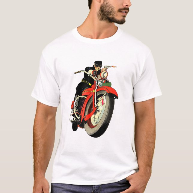 Gangster Biker Comic Book Man Ride Motorrad T-Shirt (Vorderseite)