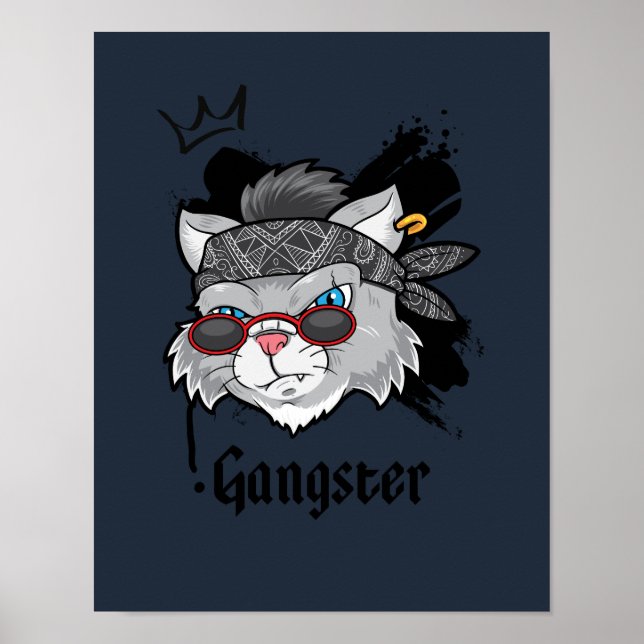 Gangster Cat Street Portrait Poster (Vorne)