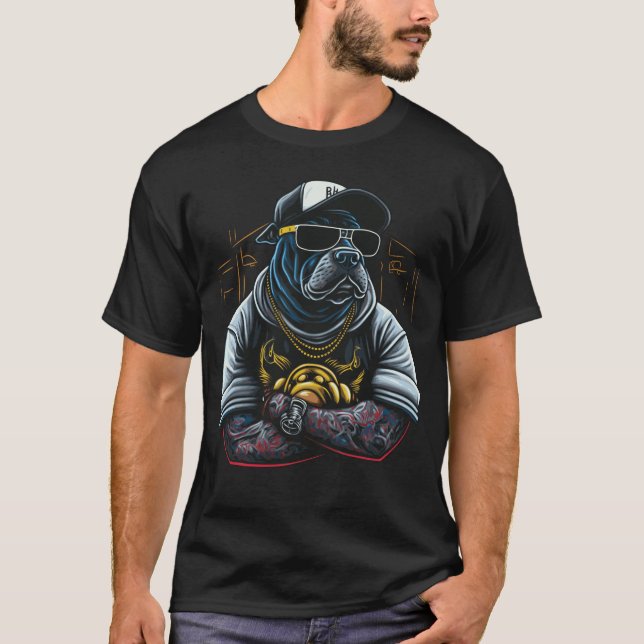 Gangster French Bull Dog, Bad Dog T-Shirt (Vorderseite)