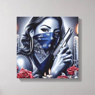 Gangster Girl Hip Hop chicano Art Design Leinwanddruck