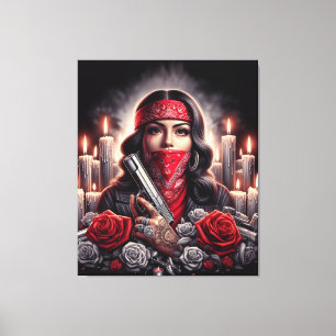 Gangster Girl Hip Hop chicano Art Grafik Leinwanddruck