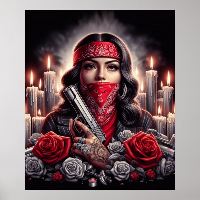 Gangster Girl Hip Hop chicano Art Grafik Poster (Vorne)