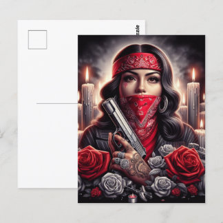 Gangster Girl Hip Hop chicano Art Grafik Postkarte