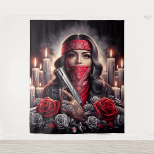 Gangster Girl Hip Hop chicano Art Grafik Wandteppich