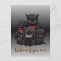 Gangster-Katzen-Postkarte | Katze mich, wenn du ka