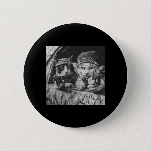 Gangster-Katzen-Straßenwitz Button (Vorderseite)