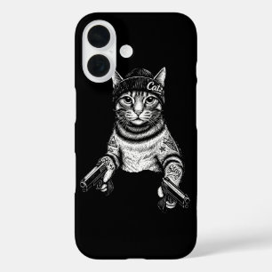 Gangster-Katzen-Tattoo-Kunst   Coole Streetwear-Ki iPhone 16 Hülle