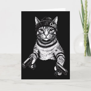 Gangster-Katzen-Tattoo-Kunst   Coole Streetwear-Ki Karte