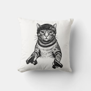 Gangster-Katzen-Tattoo-Kunst   Coole Streetwear-Ki Kissen