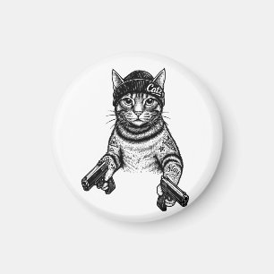 Gangster-Katzen-Tattoo-Kunst   Coole Streetwear-Ki Magnet