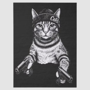 Gangster-Katzen-Tattoo-Kunst Coole Streetwear-Ki Seidenpapier