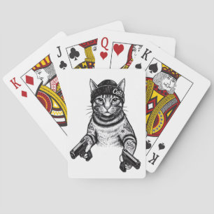 Gangster-Katzen-Tattoo-Kunst   Coole Streetwear-Ki Spielkarten
