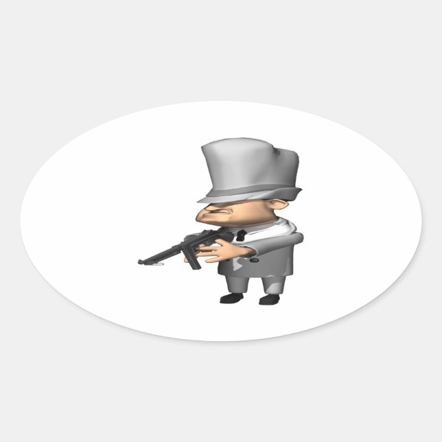 Gangster Ovaler Aufkleber (Vorderseite)