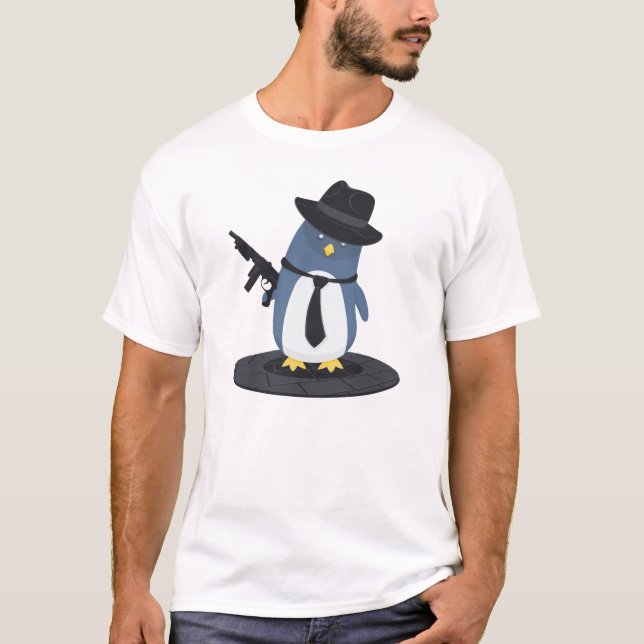 Gangster-Pinguin T-Shirt (Vorderseite)
