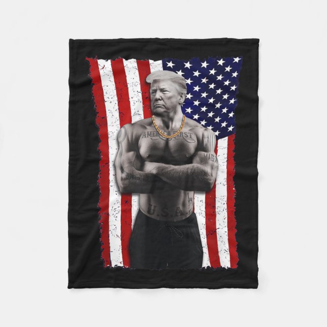 Gangster Pro Donald Trump Tattoo Republikaner Amer Fleecedecke (Vorderseite)
