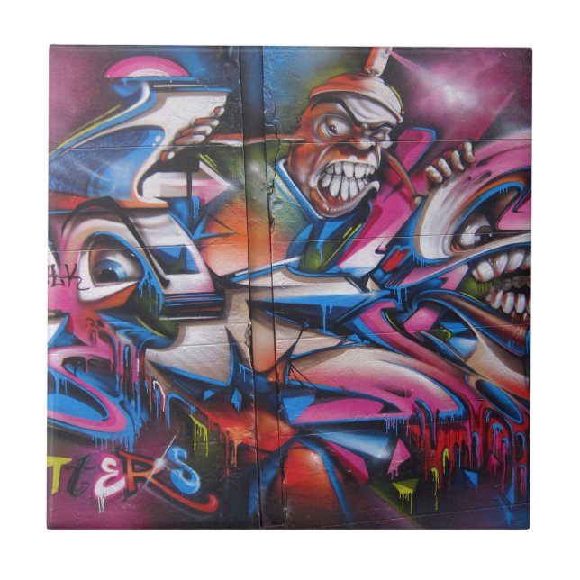 Gangster rapper urban graffiti street art fliese (Vorderseite)