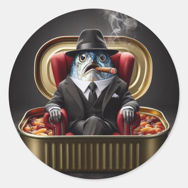  Gangster Sardine Don Fish Mobster Godfather Mood Runder Aufkleber (Vorderseite)
