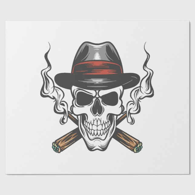 Gangster-Schädel Geschenkpapier (Flach)