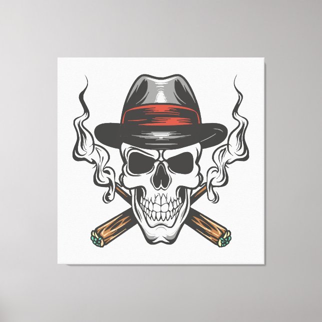 Gangster-Schädel Leinwanddruck (Vorderseite)