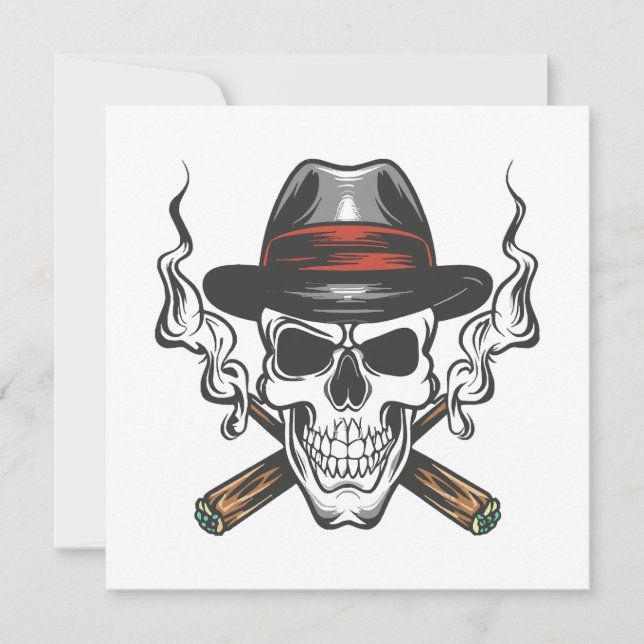 Gangster-Schädel mit Fedora-Hut (Vorderseite)
