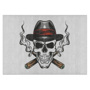 Gangster-Schädel mit Fedora-Hut Schneidebrett