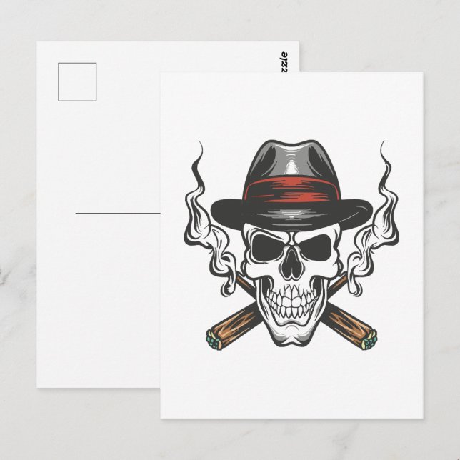 Gangster-Schädel Postkarte (Vorne/Hinten)