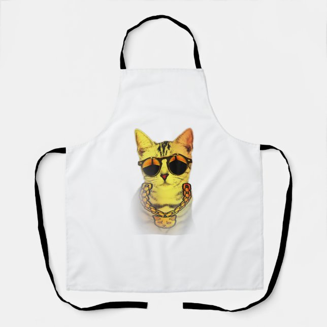 Gangster Street Cat Goldchain Kitty Rapper mit Su Schürze (Vorderseite)