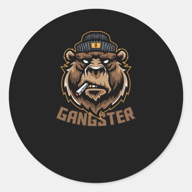 Gangsterbär Runder Aufkleber (Vorderseite)