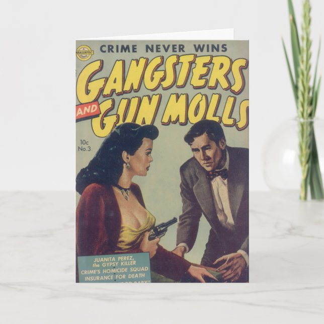 "Gangsters and Gun Molls" Comic Book Note Card Dankeskarte (Vorderseite)