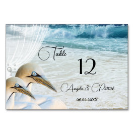 Gannets Beach Wedding Tischnummer Card