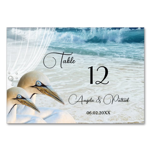 Gannets Beach Wedding Tischnummer Card (Vorderseite)