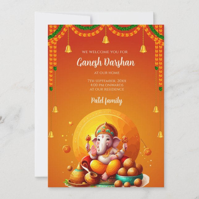 Ganpati darshan einladen Karte Ganesh poja einlade (Vorderseite)