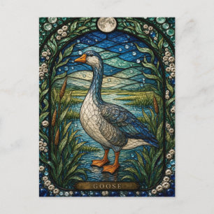 Gans, Feuchtgebiet-Schilf-Buntglas Postkarte