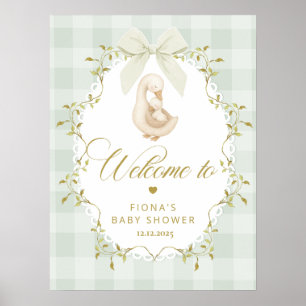 Gans Geschlechtsneutraler Salbei-Baby-Shower-Willk Poster