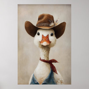Gans in Cowboyhut-Druck, Gans-Wandkunst, Bauernhof Poster