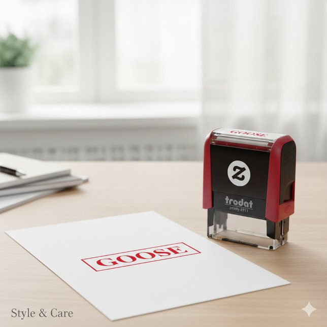 Gans Stempel mit individuellem Text für Bastelarbe (Goose Custom Text Self-Inking Stamp for Crafts)