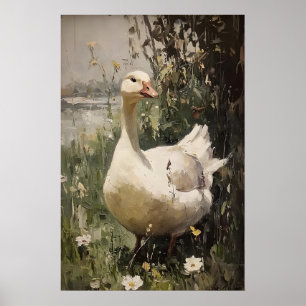 Gänse-Antikdruck, digitale Frühlingsmalerei Poster
