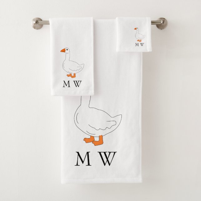Gänse-Design Monogramm Badhandtuch Set (Insitu)
