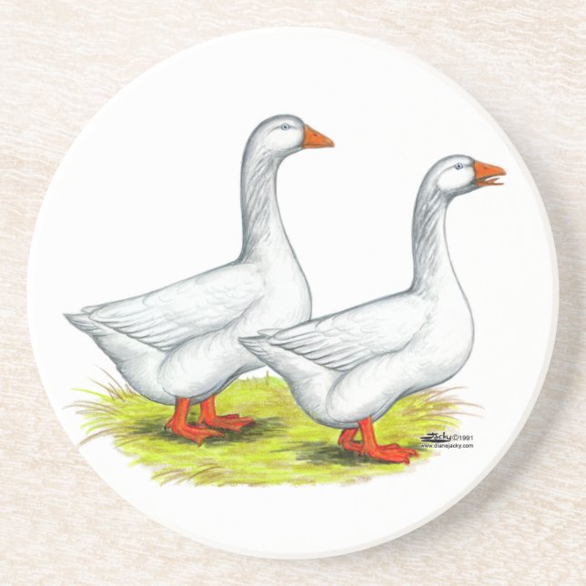 Gänse: Embden Pair Getränkeuntersetzer (Vorne)