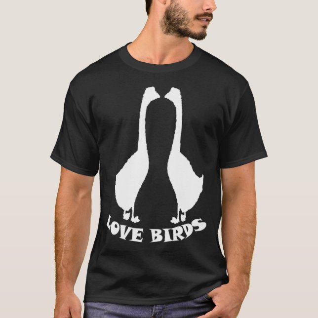 Gänse-Enten Vogelvögel Liebe Hunde Schwarze T-Shirt (Vorderseite)