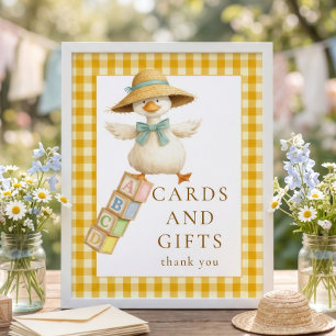 Gänse-Gelb-Gingham-Karten-Geschenke-Schild Baby Sh Poster