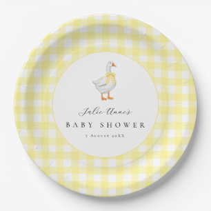 Gänse-Gingham-Baby-Shower-Papierteller Pappteller