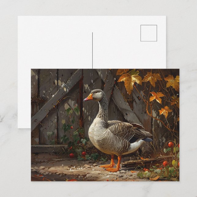 Gänse in der Barnyard Postkarte (Vorne/Hinten)