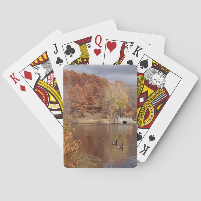 Gänse in reflektierten Herbstfarben - Spielkarten (Rückseite)