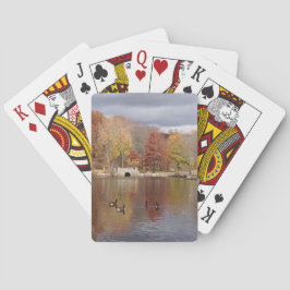 Gänse in reflektierten Herbstfarben - Spielkarten