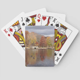 Gänse in reflektierten Herbstfarben - Spielkarten
