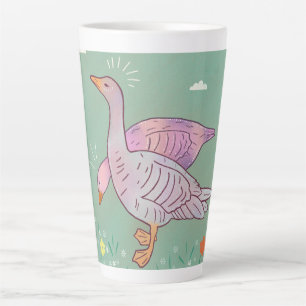 Gänse Mädchen   Whimsische Volkskunst-Gänse-Duo Milchtasse
