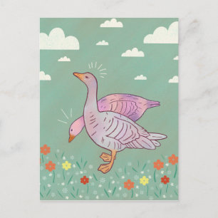 Gänse Mädchen Whimsische Volkskunst Gänse-Duo Postkarte
