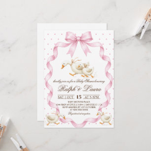 Gänse-Rosa-Pünktchen-Baby-Party Einladung