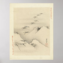 Gänse über Berge, antike japanische Malerei